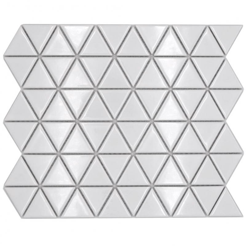 Carreau de mosaïque céramique Triangle Diamant uni blanc brillant MOS13-t51