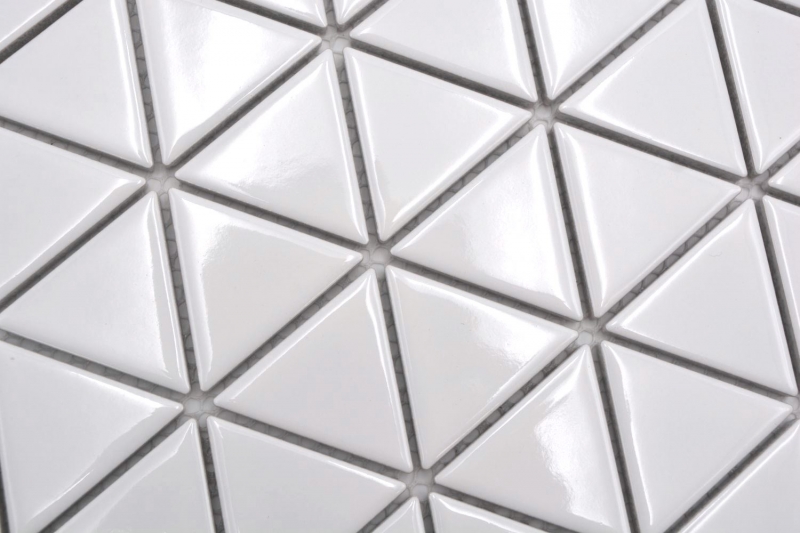 Carreau de mosaïque céramique Triangle Diamant uni blanc brillant MOS13-t51