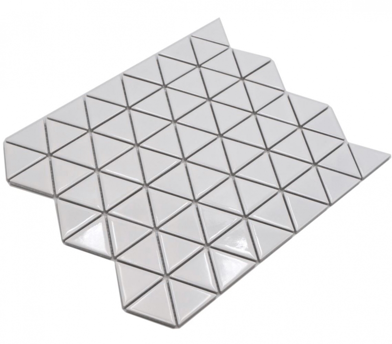 Carreau de mosaïque céramique Triangle Diamant uni blanc brillant MOS13-t51