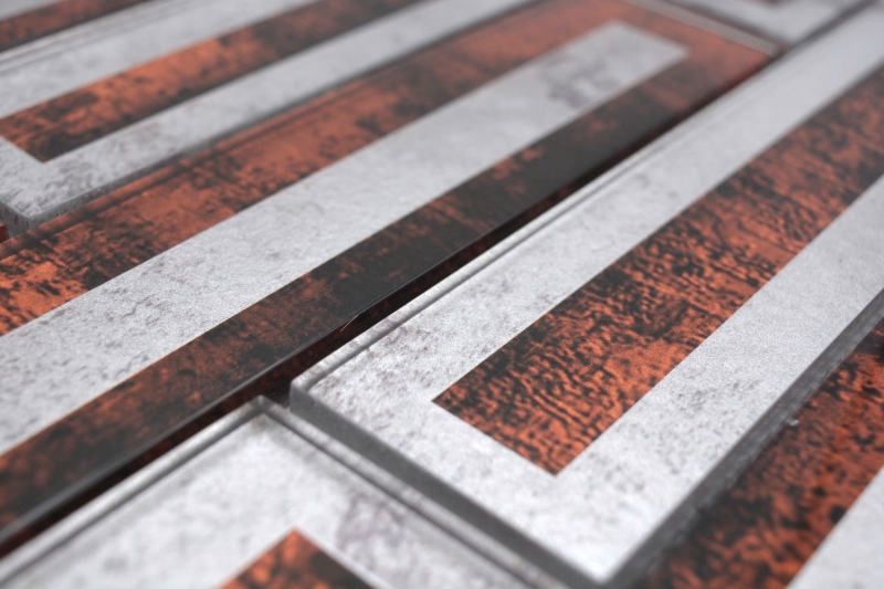 Mosaïque de verre Carreau de mosaïque aspect 2D rouge argenté gris ombré MOS88-W1