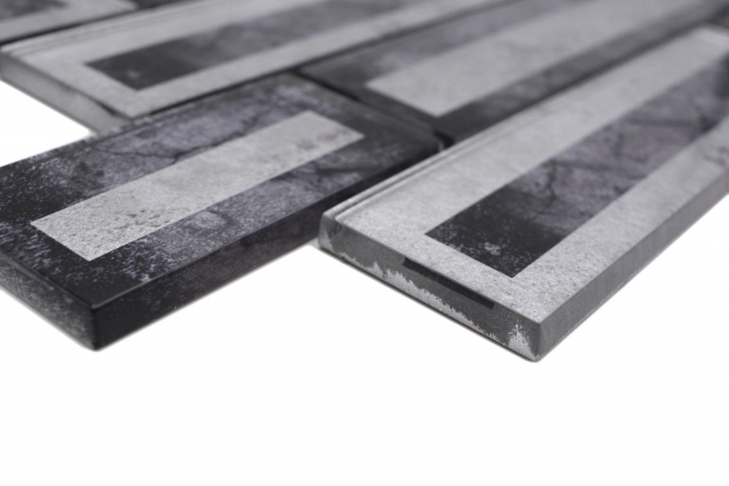 Mosaïque de verre Carreau de mosaïque aspect 2D noir argenté gris ombré MOS88-W5