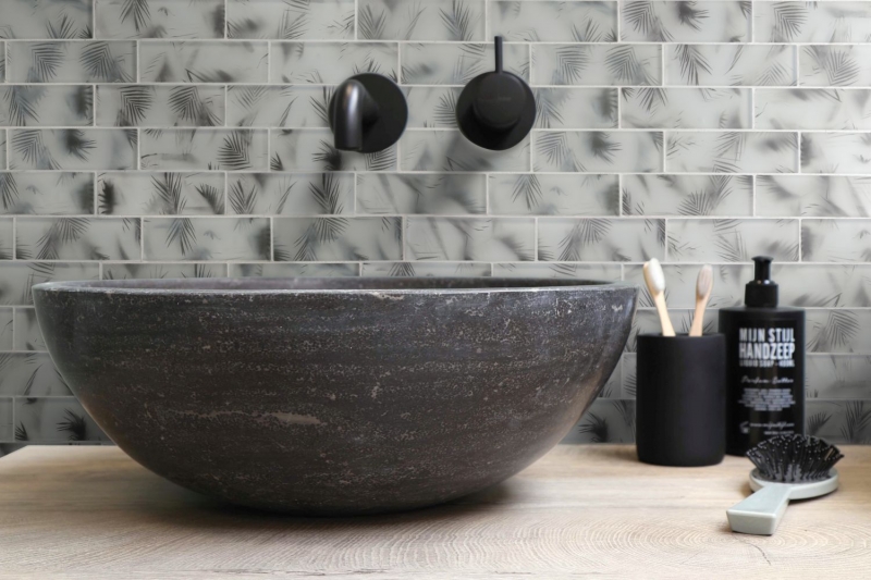 Mosaïque de verre Carreau de mosaïque composite blanc noir mat aspect feuille MOS88-FL25