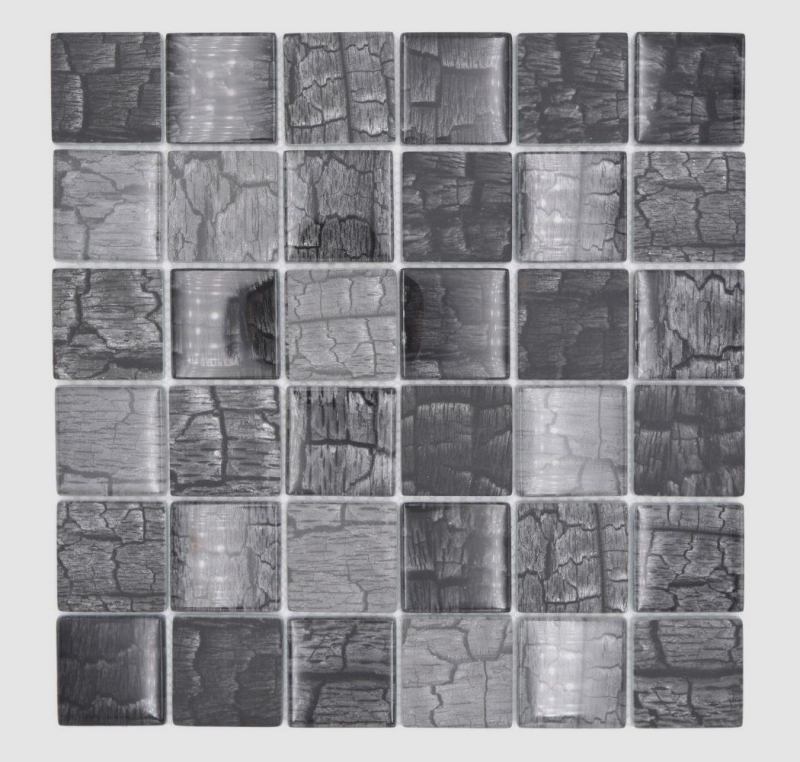 Mosaïque de verre Carreau de mosaïque aspect pierre forêt gris gris foncé MOS88-88P