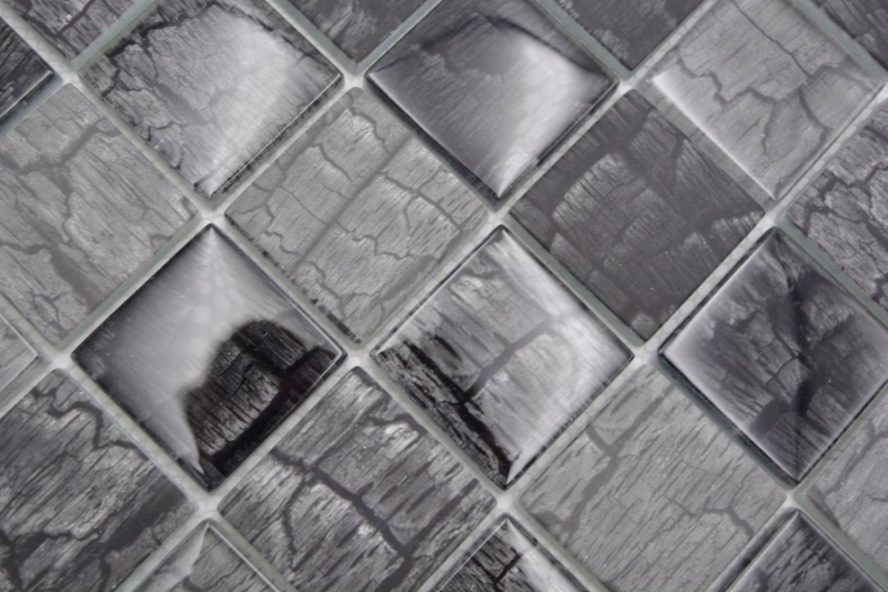 Mosaïque de verre Carreau de mosaïque aspect pierre forêt gris gris foncé MOS88-88P