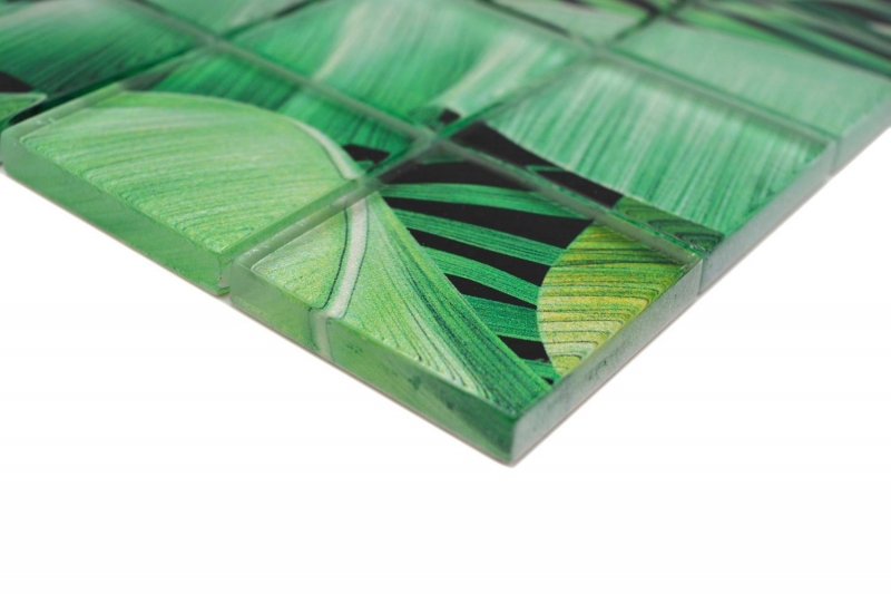 Mosaïque de verre Forêt pluviale vert Feuilles optiques MOS88-Pic01