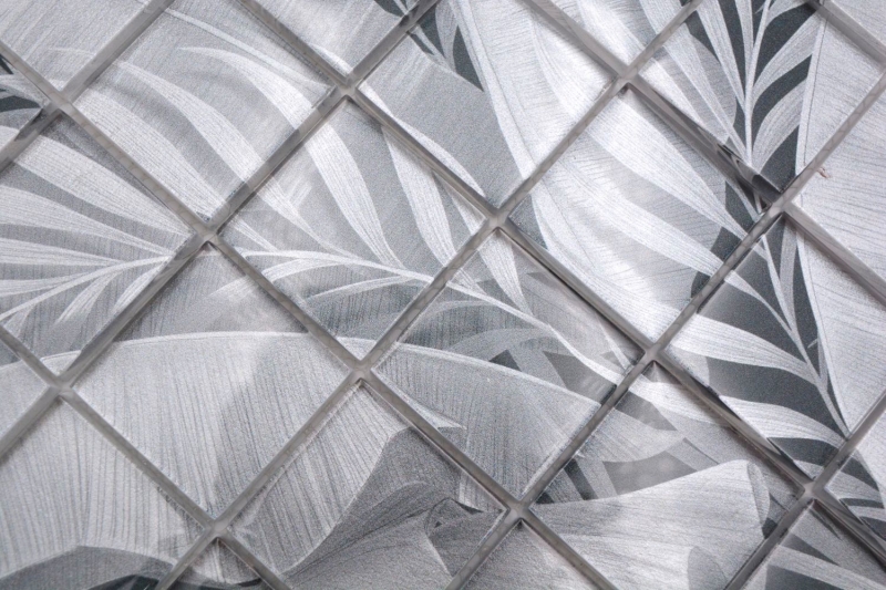 Mosaïque de verre Forêt pluviale Gris Aspect feuilleté MOS88-Pic03