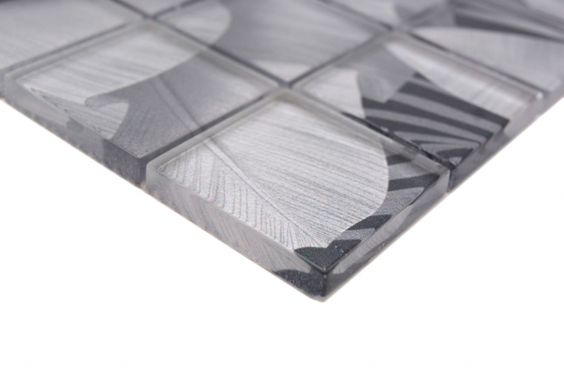 Mosaïque de verre Forêt pluviale Gris Aspect feuilleté MOS88-Pic03