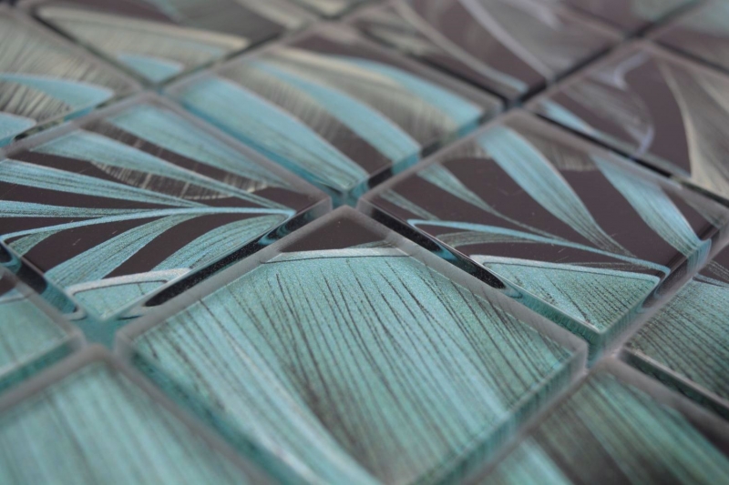 Mosaïque de verre Forêt pluviale Vert Noir Feuilles Optique MOS88-Pic05
