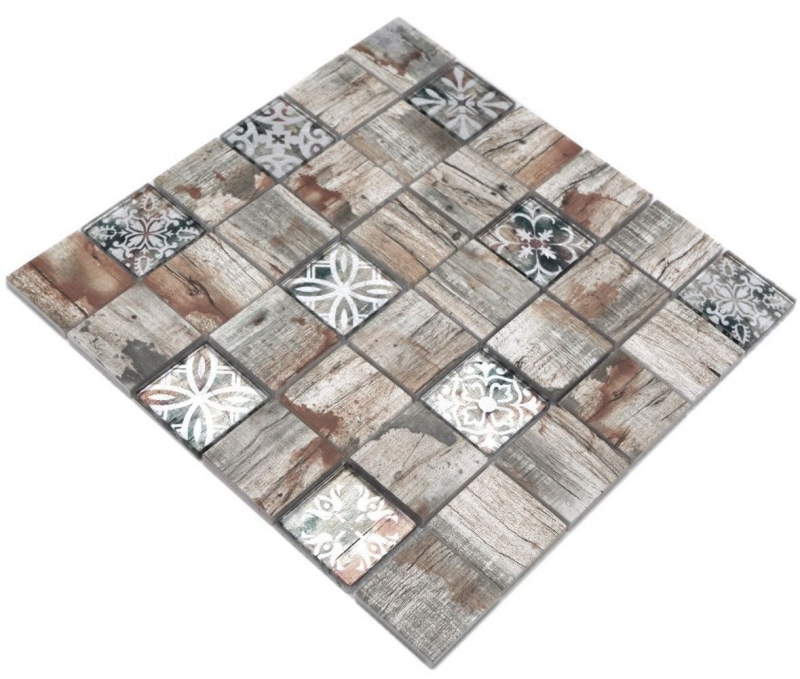 Mosaïque de verre Carreau de mosaïque Medio Vintage Patchwork beige imitation bois Ornement MOS160-W700