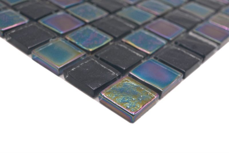 Mosaïque de verre carreau de mosaïque small flip flop irisé noir multicolore MOS65-S65