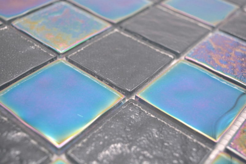 Mosaïque de verre carreau de mosaïque medio flip flop irisé noir multicolore MOS66-S65-48