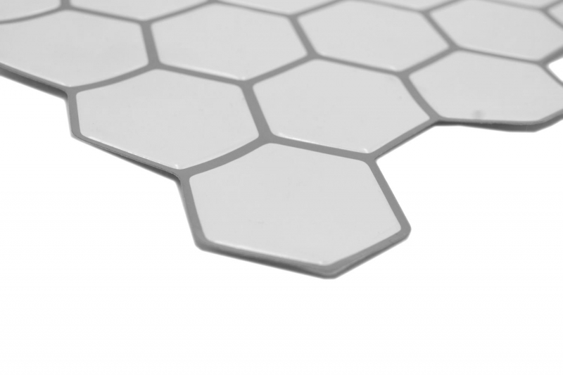 Film mosaïque autocollant vinyle aspect hexagonal blanc MOS200-H01