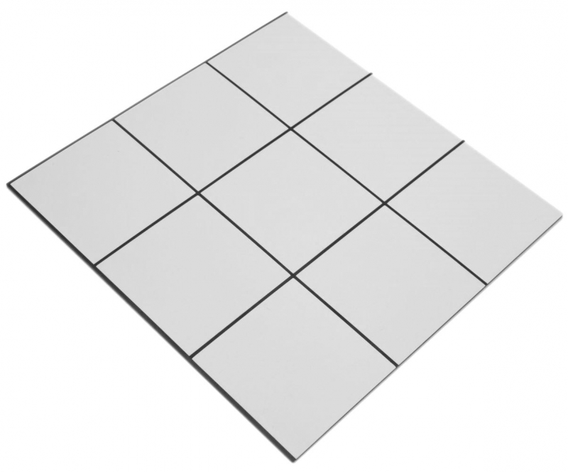 Tapis mosaïque autocollant en métal aspect carrelage blanc avec joint noir MOS200-W01