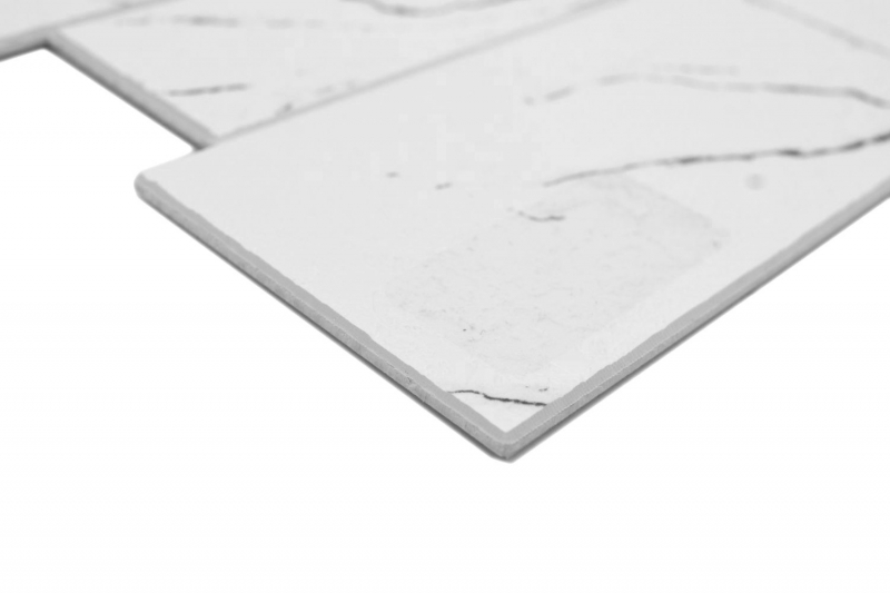Tapis mosaïque autocollant Vinyle aspect pierre blanc noir gris Carrare Rectangulaire MOS200-SP02