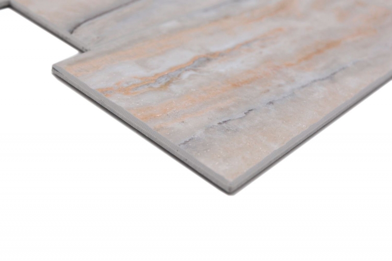 Tapis mosaïque autocollant vinyle aspect pierre blanc gris or Rectangulaire MOS200-SP06