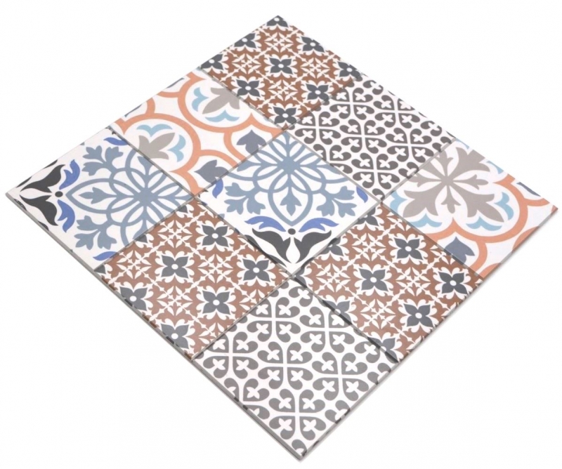 Tapis mosaïque autocollant vinyle aspect carrelage espagnol ornement multicolore MOS200-S1406