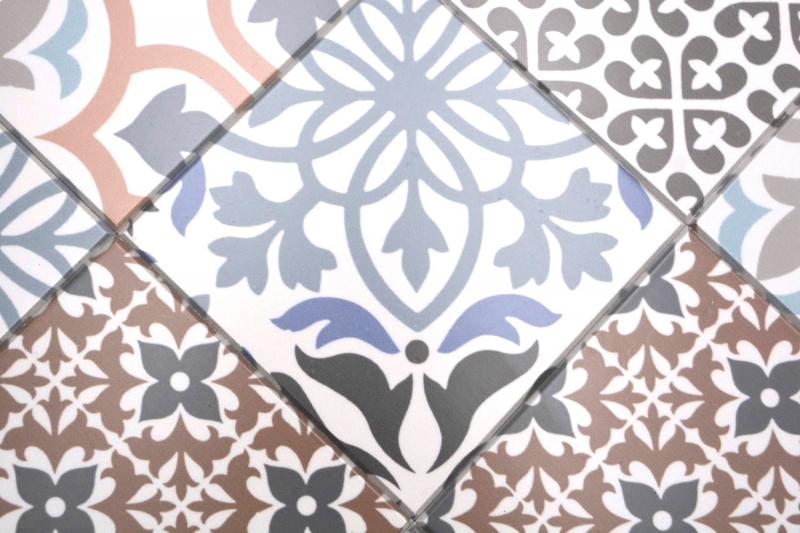 Tapis mosaïque autocollant vinyle aspect carrelage espagnol ornement multicolore MOS200-S1406