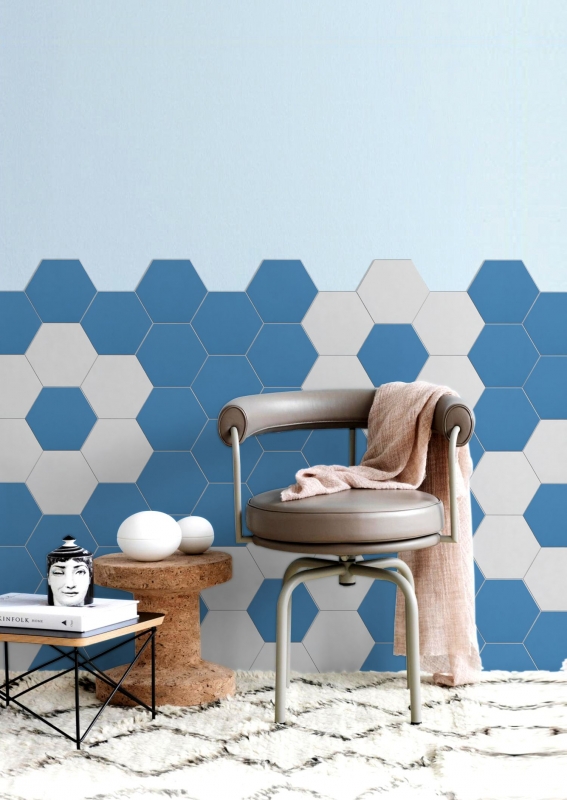Carreau de mosaïque hexagonal autocollant en vinyle blanc MOS200-S01