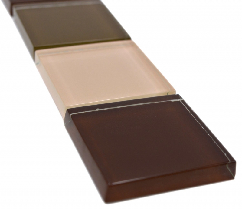 Mosaïque de verre Carreaux de mosaïque de verre bordure de verre beige marron brillant mur cuisine salle de bain douche MOS92-BO19482