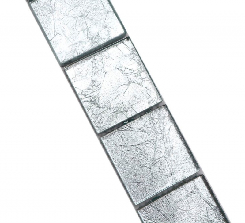 Mosaïque Borde Bordures Carreaux de verre Mosaïque Argent Structure MOS123BOR-8SB26