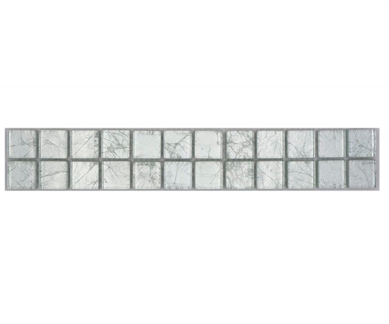 Mosaïque Borde Bordures Carreaux de verre Mosaïque Argent Structure MOS123BOR-8SB16