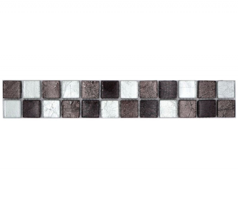 Mosaïque Borde Bordüre Carreau de verre Mosaïque argentée noire Structure MOS126BOR-1783