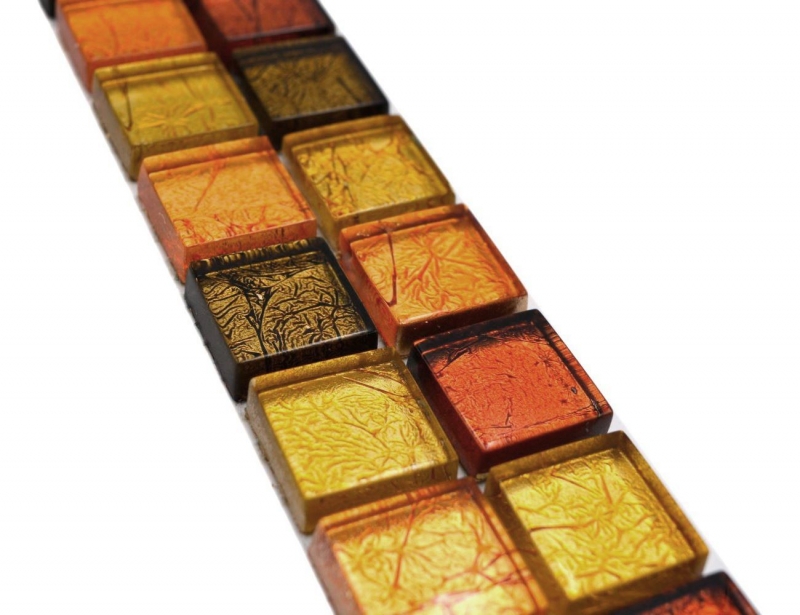 Mosaïque Borde Bordüre Carreau de verre Mosaïque or orange Structure MOS120BOR-07814