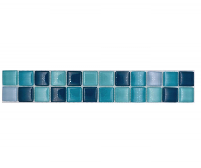 Mosaïque Borde Bordures Mosaïque de verre mix bleu pétrole turquoise MOS88BOR-XCE95
