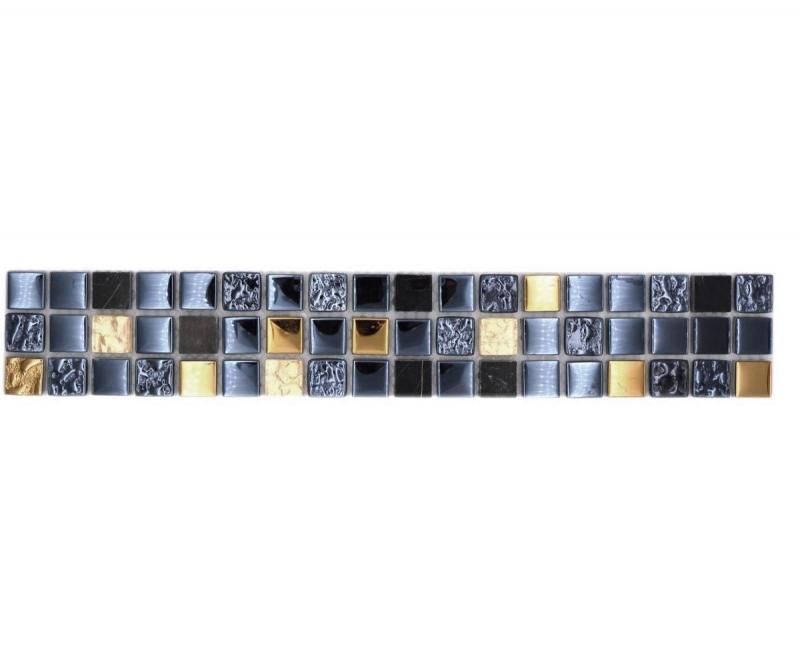 Mosaïque Borde Bordüre Mosaïque de verre Pierre naturelle revêtue noir or MOS92BOR-650