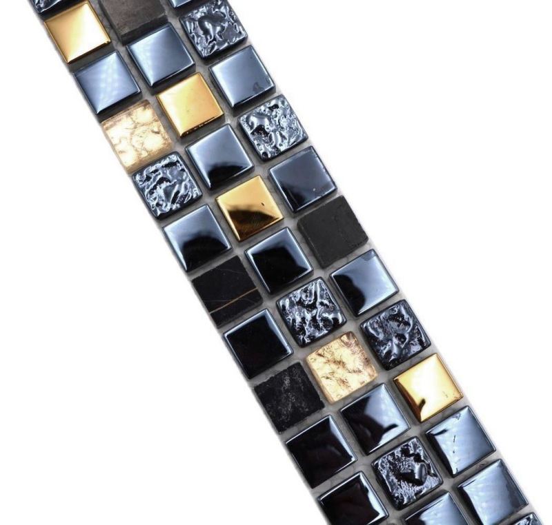 Mosaïque Borde Bordüre Mosaïque de verre Pierre naturelle revêtue noir or MOS92BOR-650
