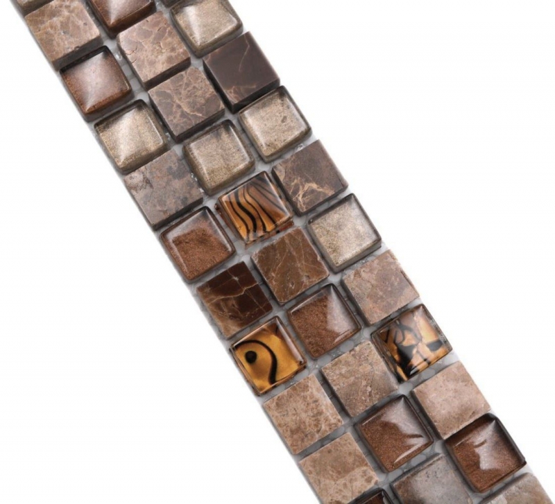 Mosaïque Borde bordure Mosaïque de verre pierre naturelle mix beige brun emperador MOS92BOR-1303