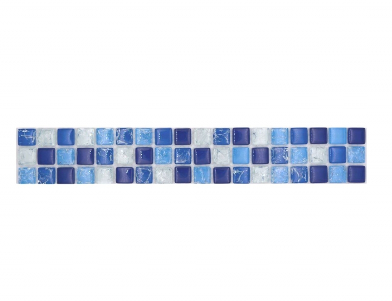 Mosaïque Borde Bordüre Mosaïque de verre brisée mix blanc bleu MOS92BOR-0104