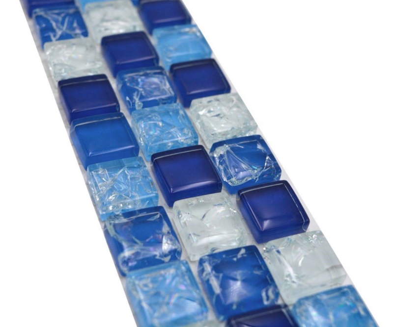 Mosaïque Borde Bordüre Mosaïque de verre brisée mix blanc bleu MOS92BOR-0104
