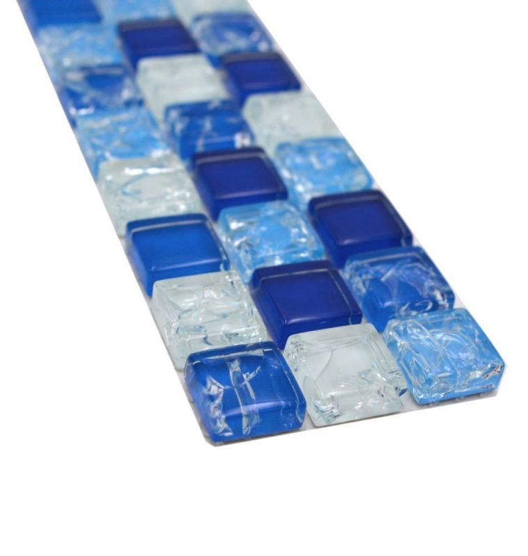 Mosaïque Borde Bordüre Mosaïque de verre brisée mix blanc bleu MOS92BOR-0104