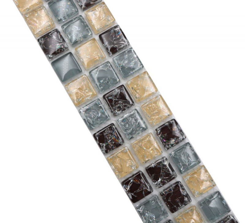 Mosaïque Borde Bordüre Mosaïque de verre brisée mix gris beige marron MOS92BOR-1302