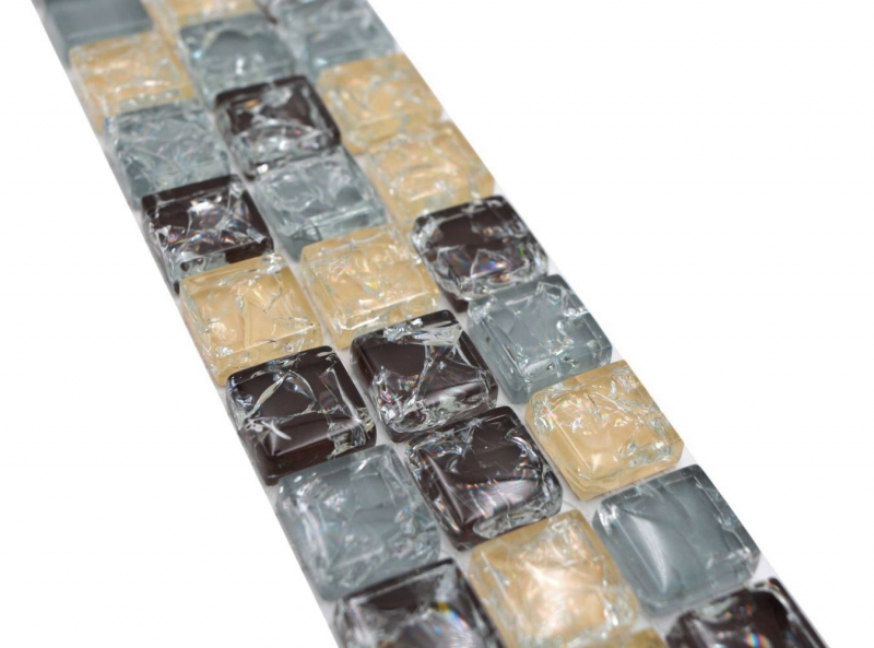 Mosaïque Borde Bordüre Mosaïque de verre brisée mix gris beige marron MOS92BOR-1302