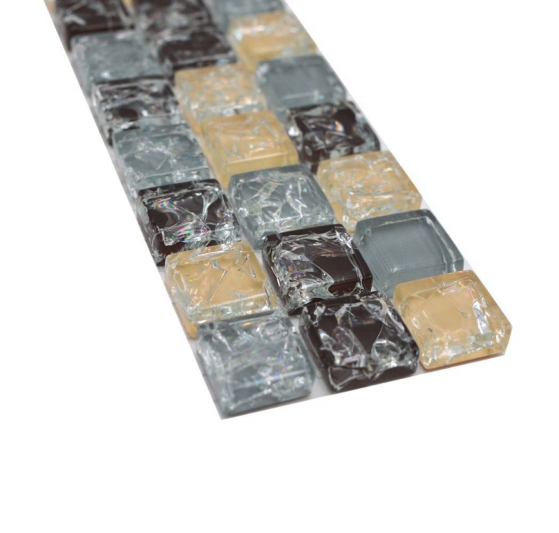 Mosaïque Borde Bordüre Mosaïque de verre brisée mix gris beige marron MOS92BOR-1302