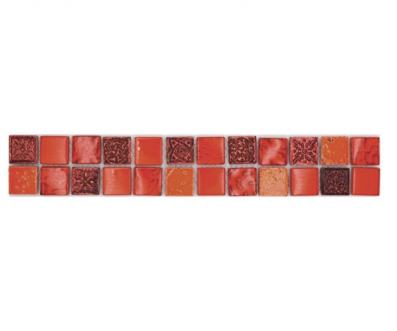 Mosaïque Borde Bordüre Mosaïque de verre Resin mix rouge structure MOS83BOR-CB30