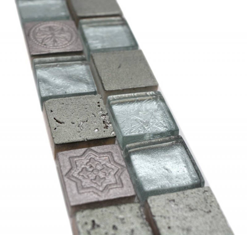 Mosaïque Borde Bordüre Mosaïque de verre Resin mix structure argentée MOS83BOR-CB33