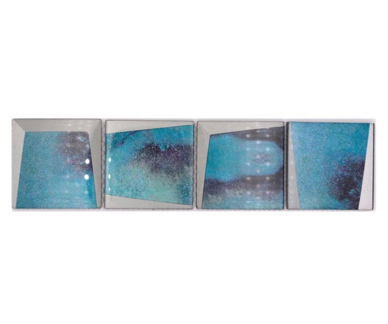 Mosaïque Borde Bordüre Mosaïque de verre aspect 3D bleu MOS88BOR-XB10