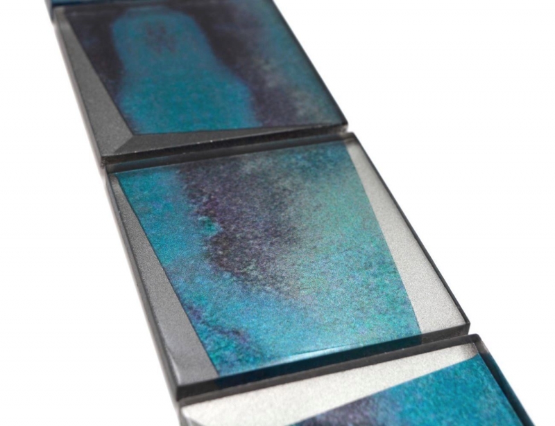Mosaïque Borde Bordüre Mosaïque de verre aspect 3D bleu MOS88BOR-XB10