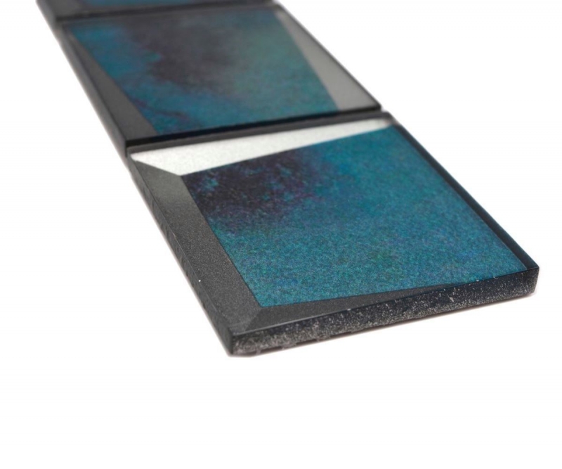 Mosaïque Borde Bordüre Mosaïque de verre aspect 3D bleu MOS88BOR-XB10