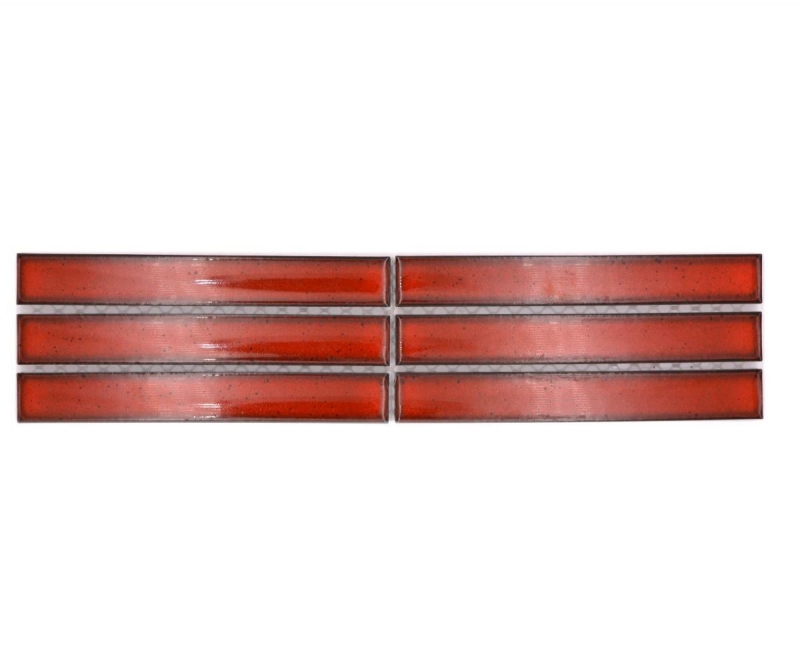 Mosaïque Bordures Bâtonnets rouge moucheté brillant MOS24BOR-CS56