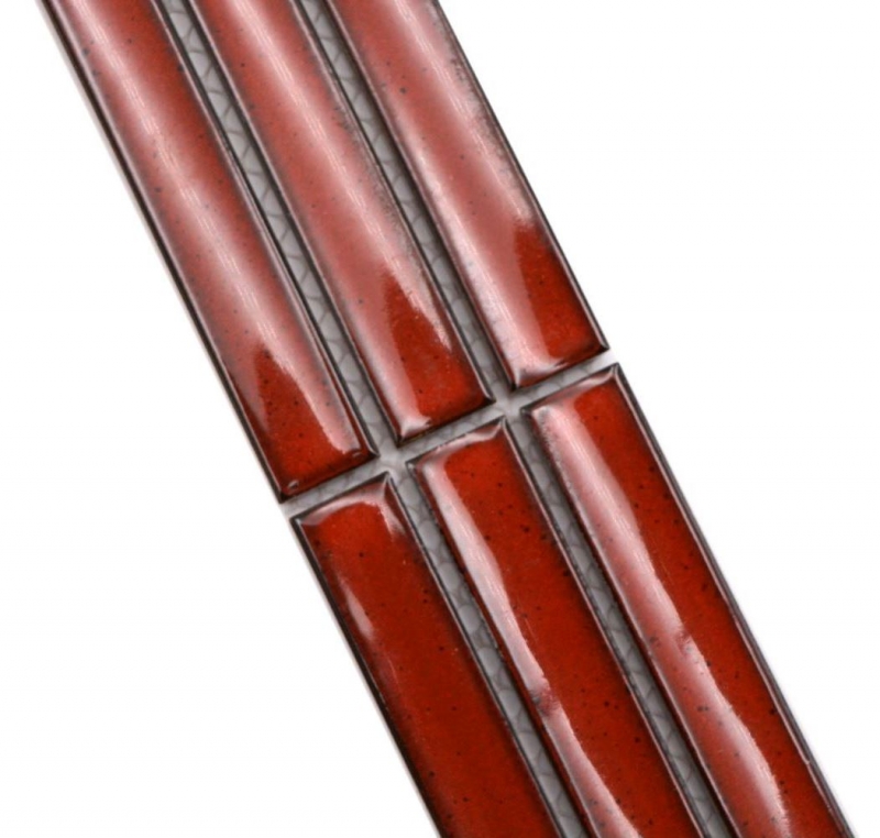 Mosaïque Bordures Bâtonnets rouge moucheté brillant MOS24BOR-CS56