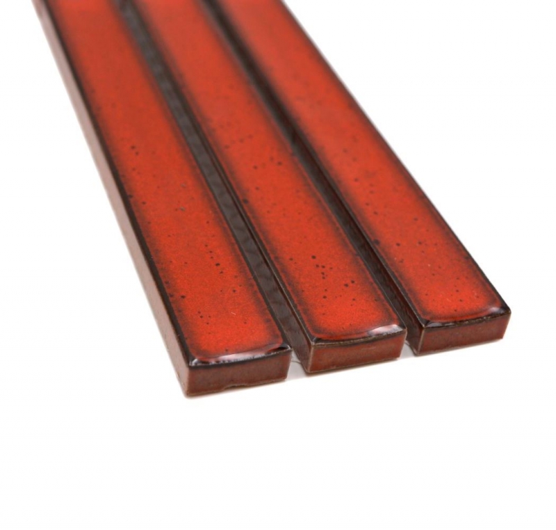 Mosaïque Bordures Bâtonnets rouge moucheté brillant MOS24BOR-CS56