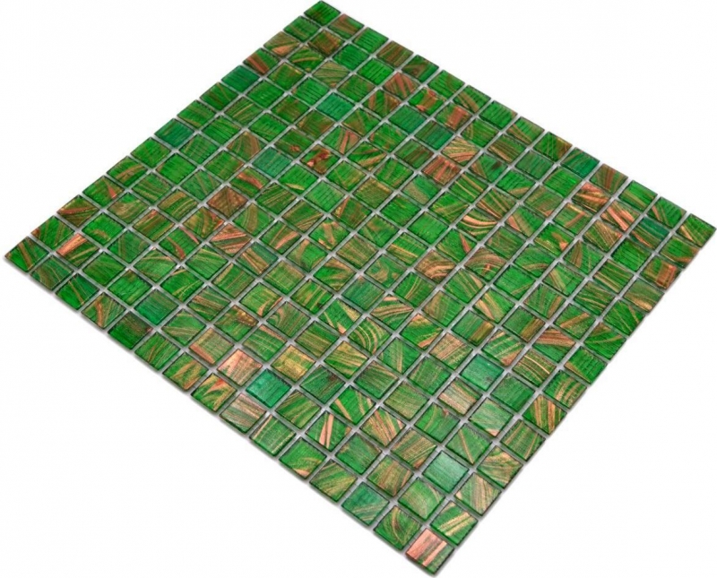 Mosaïque de verre Vert perle clair Vert clair Or Cuivre changeant MOS230-G24