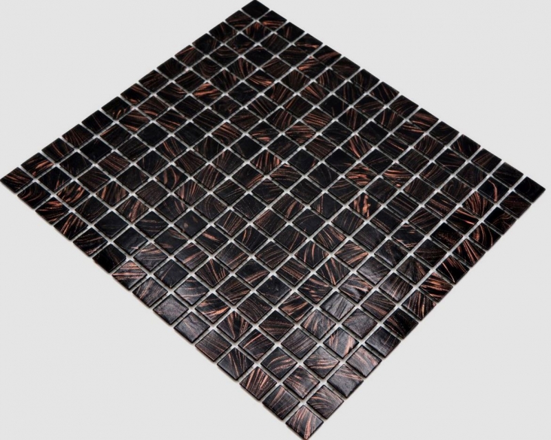Mosaïque de verre Carreau de mosaïque noir cuivre irisé MOS230-G49