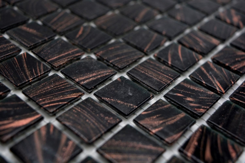 Mosaïque de verre Carreau de mosaïque noir cuivre irisé MOS230-G49