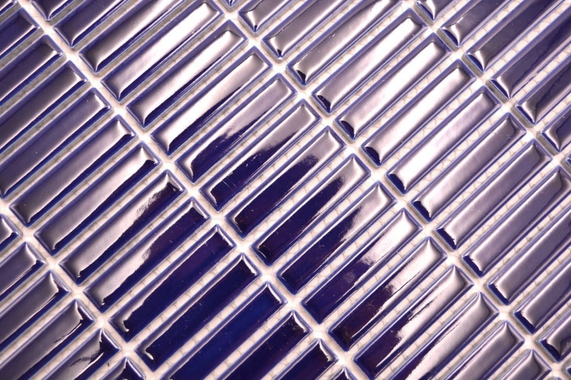 Mosaïque céramique bleu cobalt brillant aspect bambou Carreau de cuisine Miroir de salle de bain Mur de douche MOS24-BM5_f