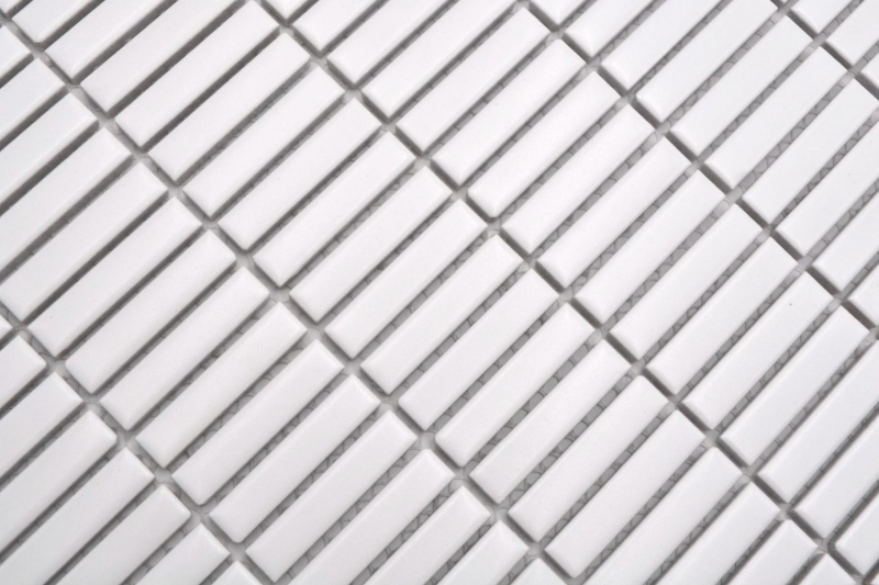 Mosaïque céramique blanche mate aspect bambou Carreau de cuisine Miroir de salle de bain Paroi de douche MOS24-BM9_f